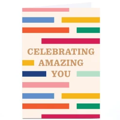 Kids Card Factory Personalised Birthday Card - Celebrating Amazing You Stripes