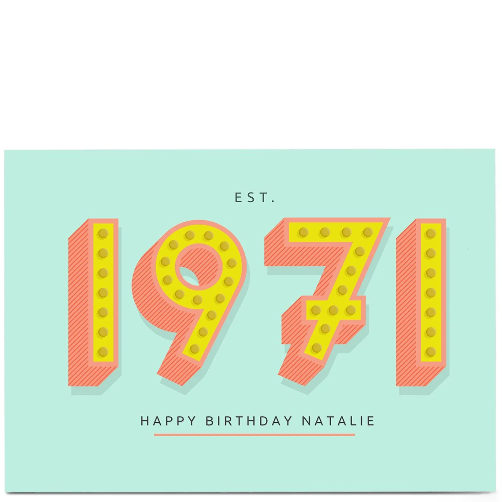 Card Factory Personalised Birthday Card - Est. 1971