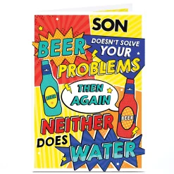 Card Factory Personalised Birthday Card - Son Pop Art Beer