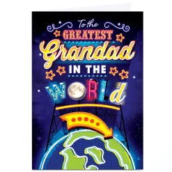 Clearance Personalised Birthday Card - Billboard Lights Greatest In The World, Grandad For Grandad|Birthday