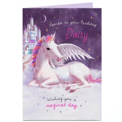 Clearance Personalised Birthday Card - Winged Unicorn Kids For Kids|Birthday