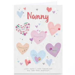 Hot Personalised Birthday Card - Scrapbook Hearts, Nanny Birthday|For Her