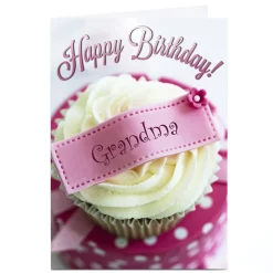 Card Factory Personalised Birthday Card - Cupcake, Grandma