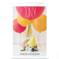 Personalised Birthday Card - Old Dog, Editable Age For Son|For Husband