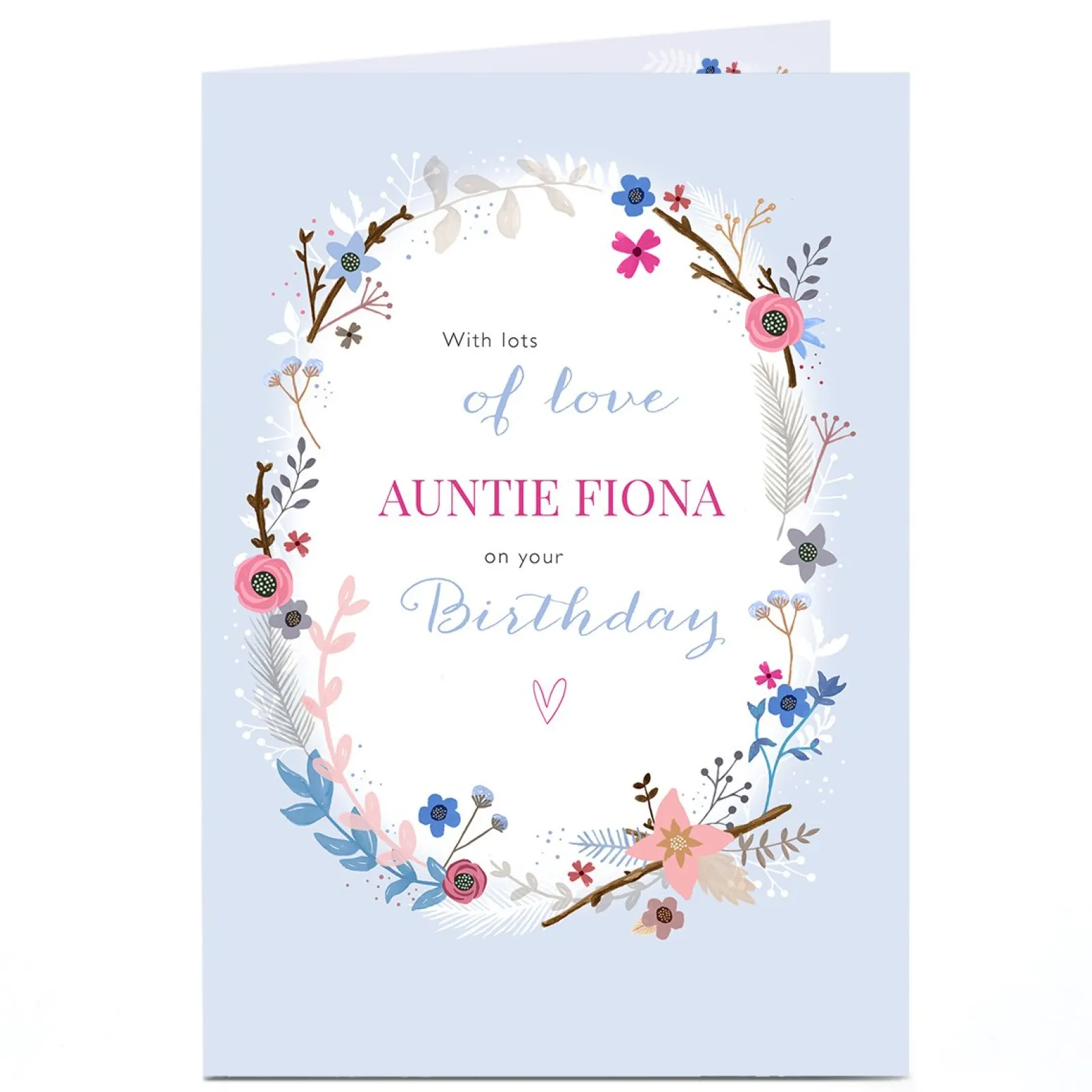 Online Personalised Birthday Card - Flowers Oval Boarder Auntie For Auntie|Birthday
