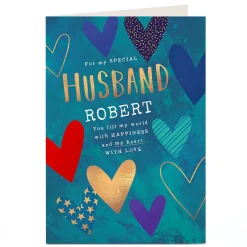Card Factory Personalised Birthday Card - Husband You Fill My Heart