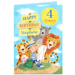 Personalised Birthday Card - Animal Explorer Nephew Kids For Nephew|Editable Age