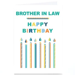 Card Factory Personalised Birthday Card - Contemporary Cake Candles, Brother-in-Law