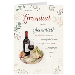 Card Factory Personalised Birthday Card - Red Wine & Food, Grandad
