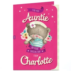 Outlet Personalised Birthday Card - Hugs Bear With Teapot For Auntie|Birthday