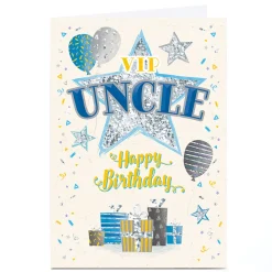 Personalised Birthday Card - VIP Uncle Presents Stars and Confetti, Uncle For Uncle|Birthday