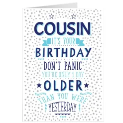 Personalised Birthday Card - One Day Older, Cousin Birthday|For Him