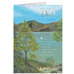 Outlet Personalised Birthday Card - Trees with a Lake, Dad For Dad|Dad