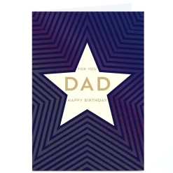 Discount Personalised Birthday Card - Navy Classic Star, Dad For Dad|Dad