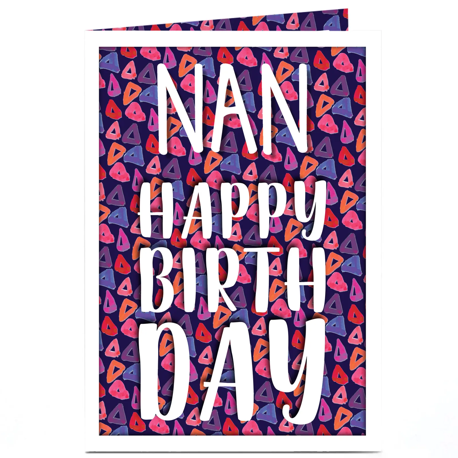 Online Personalised Birthday Card - Funky Triangles, Nan Birthday|For Her