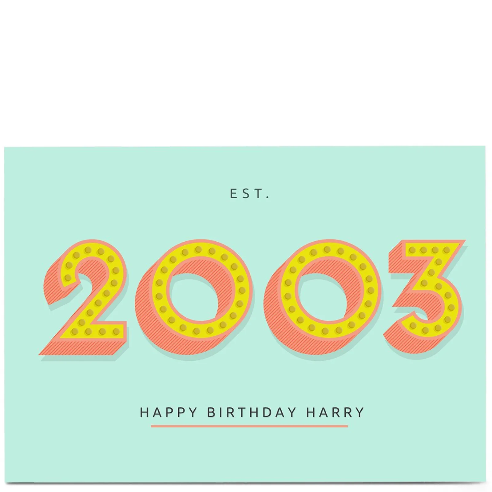 Card Factory Personalised Birthday Card - Est. Any Year