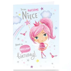 Best Personalised Birthday Card - Fairy Girl Stars and Rainbows, Niece Kids For Niece|For Kids