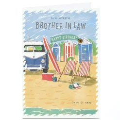 Clearance Personalised Birthday Card - Day at The Beach, Brother-in-Law Birthday|For Him