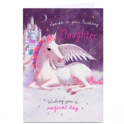 Kids Card Factory Personalised Birthday Card - Winged Unicorn, Daughter