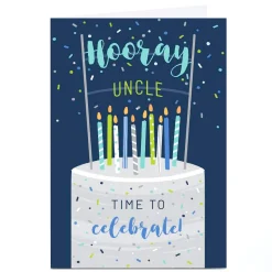Discount Personalised Birthday Card - Time To Celebrate Cake, Uncle For Uncle|Birthday