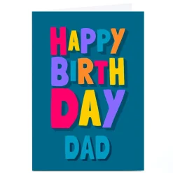 Card Factory Personalised Birthday Card - Colourful Letters, Dad