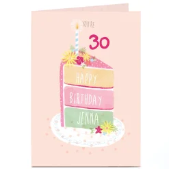 Clearance Personalised Birthday Card - Slice Of Cake, Editable Age For Wife|For Sister