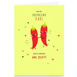 New Personalised Birthday Card - Hot Stuff, Any Name BOY For Boyfriend|Funny