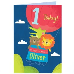 Kids Card Factory Personalised Birthday Card - Hot Air Balloon, Editable Age