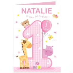 Discount Personalised Birthday Card - Pink On Your First Kids For Niece|For Granddaughter