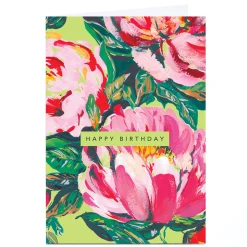 Kids Card Factory Personalised Birthday Card - Peonies print
