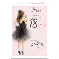 Online Personalised Birthday Card - Niece, Black Tutu, Editable Age Kids For Niece|For Granddaughter