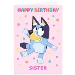 New Personalised Birthday Card - Bluey Sister Pink Kids For Sister|For Kids