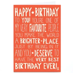 BOY Card Factory Personalised Birthday Card - You Make The World A Brighter Place