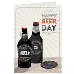 New Personalised Birthday Card - Happy Beer Day, Uncle, Editable Age BOY For Uncle|For Nephew