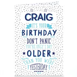 Card Factory Personalised Birthday Card - 1 Day Older