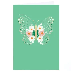 Kids Card Factory Personalised Birthday Card - Green Butterfly