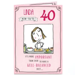 Sale Personalised Birthday Card - Well-Balanced Diet, Editable Age For Wife|For Auntie