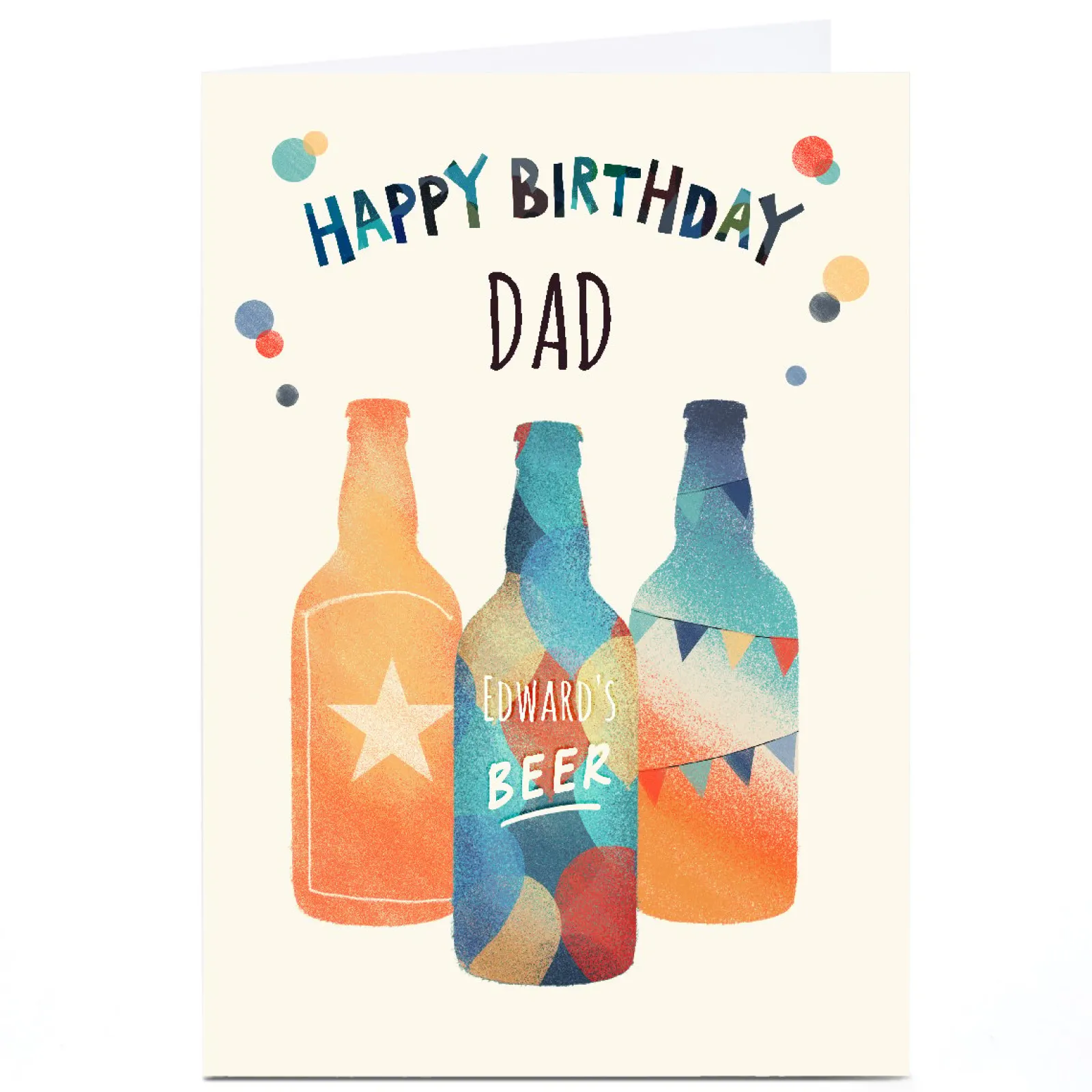 Personalised Birthday Card - Colourful Beer Bottles For Dad|Dad