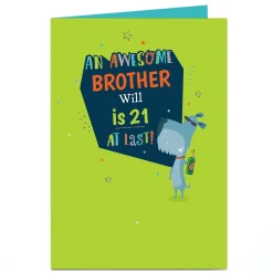 BOY Card Factory Personalised Birthday Card - At Last! Awesome Dog, Editable Age