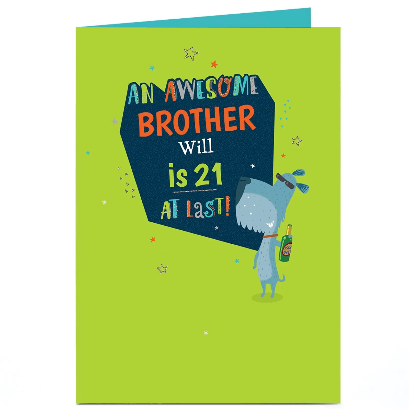 BOY Card Factory Personalised Birthday Card - At Last! Awesome Dog, Editable Age
