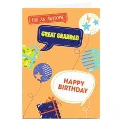 Discount Personalised Birthday Card - Awesome Great Grandad Speech Bubbles For Grandad|For Him