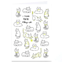 BOY Card Factory Personalised Birthday Card - I Think You're Okay-ish Cats