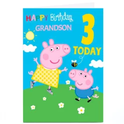 Hot Personalised Birthday Card - Peppa Pig Grandson, Any Age Kids For Son|For Grandson