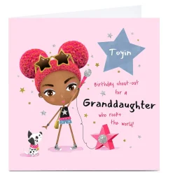 Kids Card Factory Personalised Birthday Card - Popstar Girl Granddaughter