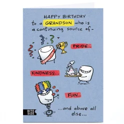 New Personalised Birthday Card - Source of Pride Kindness & Fun, Grandson For Grandson|Grandson
