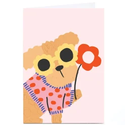 Kids Card Factory Personalised Birthday Card - Dog & Flower