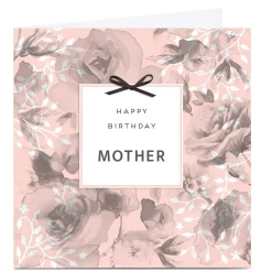 New Personalised Birthday Card - Mother Roses and Bow For Mum|Premium Square