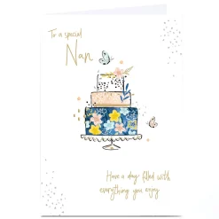 Discount Personalised Birthday Card - Flroal Tiered Cake, Nan Birthday|For Her