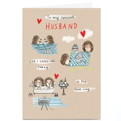 Clearance Personalised Birthday Card - Just You and Me Hedgehogs, Husband For Husband|Birthday