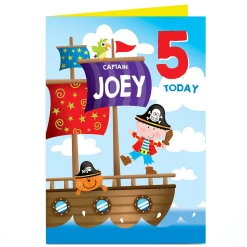 Sale Personalised Birthday Card - Pirate Captain, Editable Age Kids For Son|For Nephew